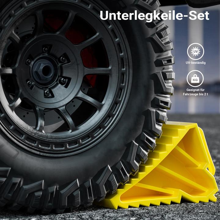 Produktbild Wiltec 2x Unterlegkeile 166x75x94mm Bremskeil 2t Anhänger Wohnmobil Hemmschuh