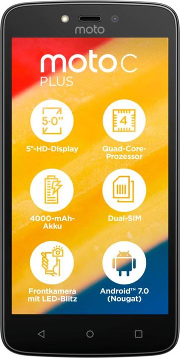 Produktbild Motorola Moto C Plus (16 GB, Starry Black, 5", Hybrid Dual SIM, 8 Mpx, 4G)