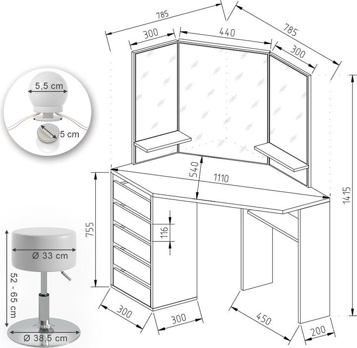Actual product image Vicco Arielle (110 x 54 x 141.5 cm)