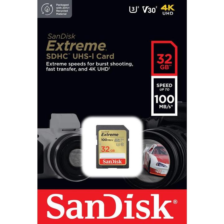 Image du produit SanDisk Extreme (32 Go, SDHC, U3, UHS-I)