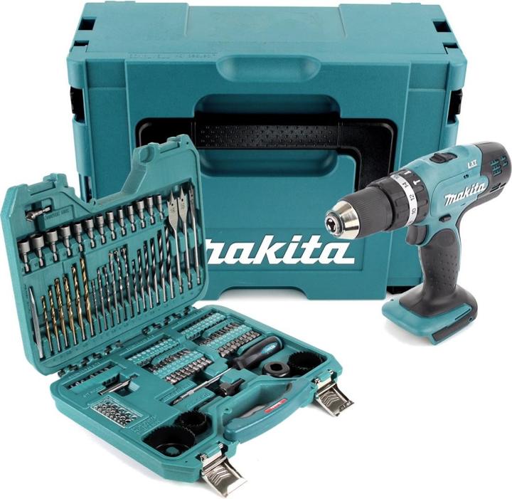 Produktbild Makita DHP 453 ZJ Akku Schlagbohrschrauber 18V 42Nm im Makpac + 100 tlg. Bit, Bohrer & Steckschlüsse (Akkubetrieb)