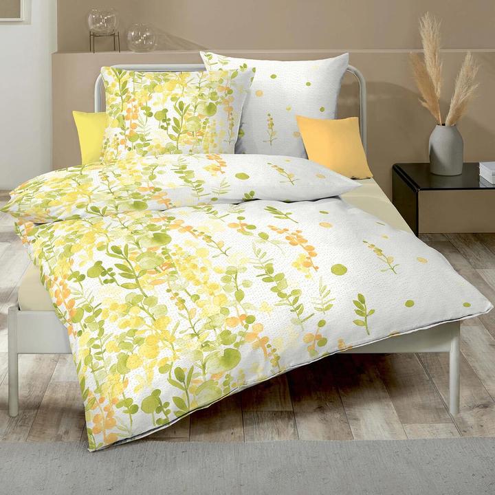 Immagine prodotto Traumschlaf Biancheria da letto seersucker Inaya lemon (Set di biancheria da letto, 135x200 cm + 80x80 cm)