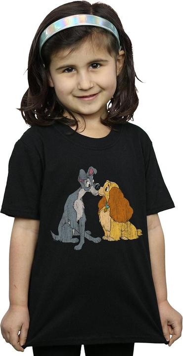 Actual product image Disney Girls Lady And The Tramp Distressed Kiss Cotton T-Shirt (140, 146)