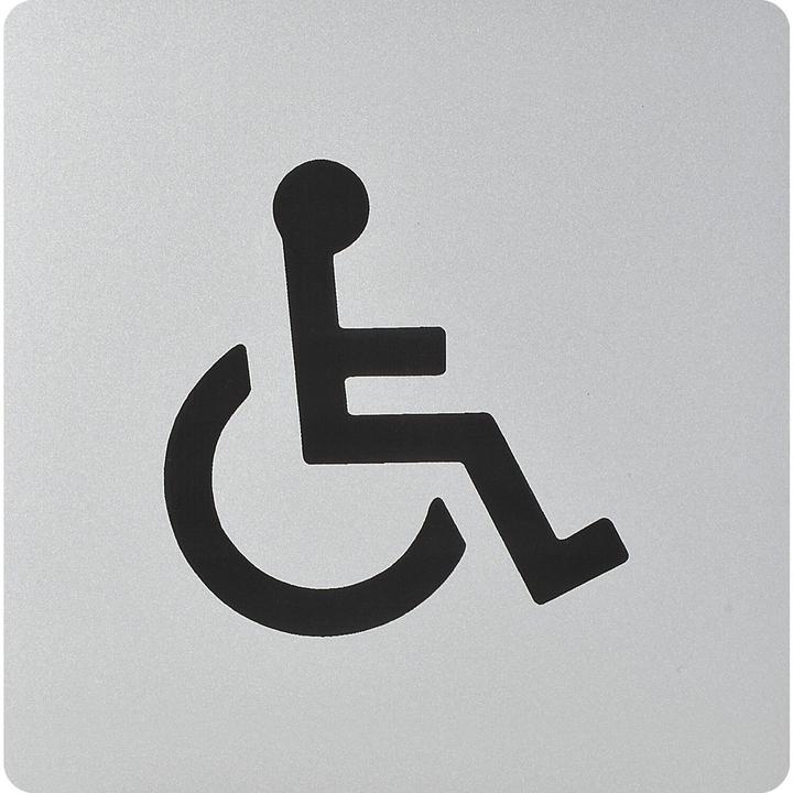 Produktbild Vasalat WC Symbol Rollstuhl selbstklebend, 100 x 100 mm, Kunststoff alufarbig