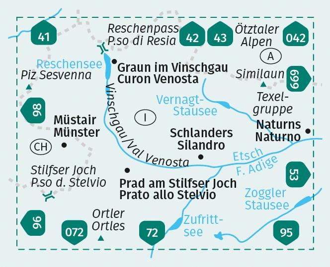Energie-Label Wanderkarte 52 Vinschgau / Val Venosta 1:50.000