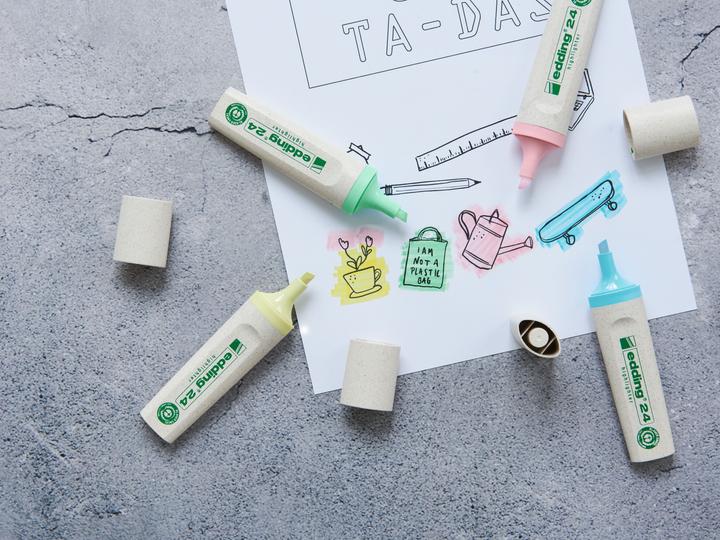 Produktbild Edding Textmarker 24 EcoLine (Pastellblau, Pastellrosa, pastellviolett, Pastellgrün, 5 mm, 4 x)