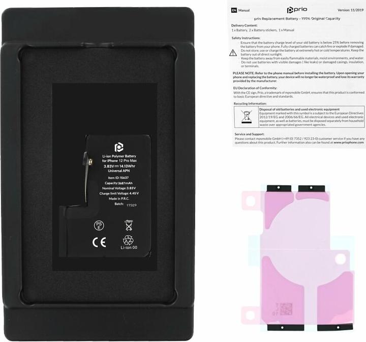 Image du produit prio Batterie pour Apple iPhone 12 Pro Max (Universal APN) (Batterie, iPhone 12 Pro Max)