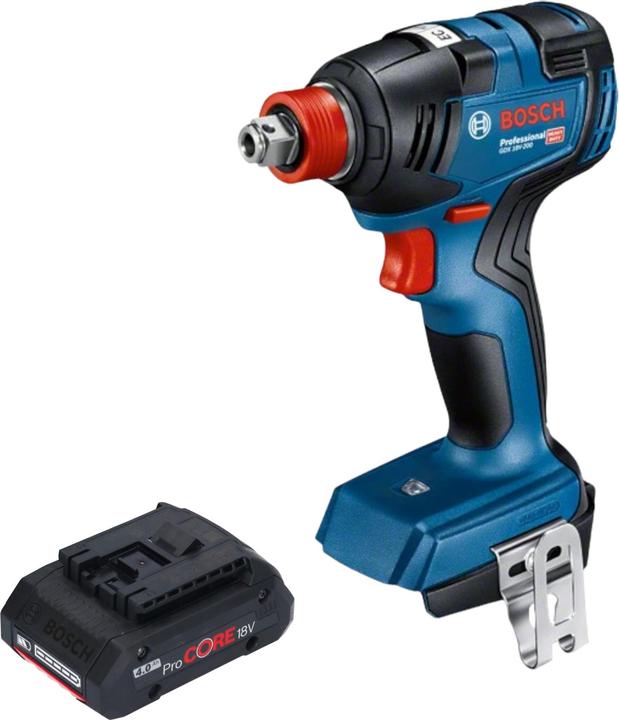 1x Bosch GDX 18V-200 Professional cordless impact wrench, 1x Bosch GBA 18 V 4.0 Ah ProCORE slide-in battery, without charger