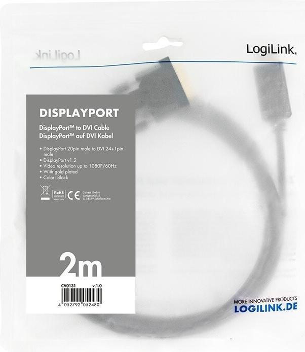 Produktbild LogiLink DisplayPort — DVI (2 m, DisplayPort)