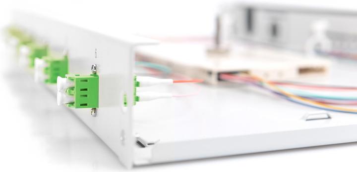 Image du produit Digitus Boîte d'épissure FO, 1U, équipée, 6x LC DX, OS2, APC incl. cassette d'épissure, pigtails colorés