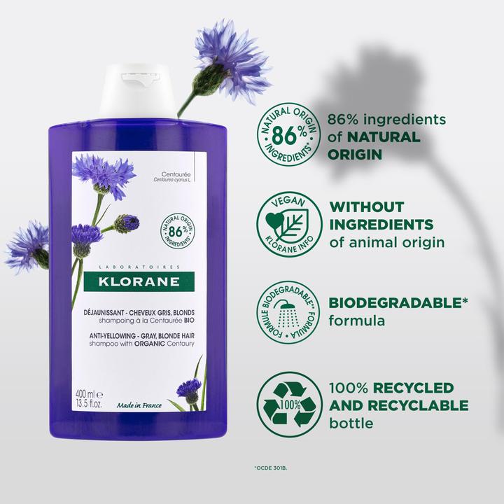 Immagine prodotto Klorane Shampoo anti-ingiallimento con fiordaliso biologico (200 ml, Shampoo liquido)