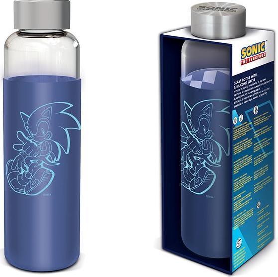 Actual product image Sega Sonic the Hedehog Bottiglia di vetro + cover silicone 585 ml (0.59 l)