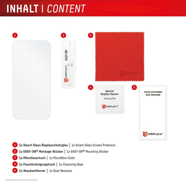 Actual product image Displex Smart Glass, Displayschutzfolie (1 Piece, Apple iPhone 16 Plus)