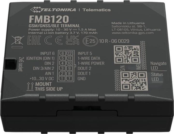 Image du produit Teltonika FMB120 Tracker GNSS/GSM/Bluetooth avec antenne GNSS/GSM interne et gestion de flotte par batterie