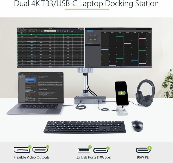 Immagine prodotto StarTech Dock Thunderbolt 3 con compatibilità host USB-C (Thunderbolt, 2 Porti)