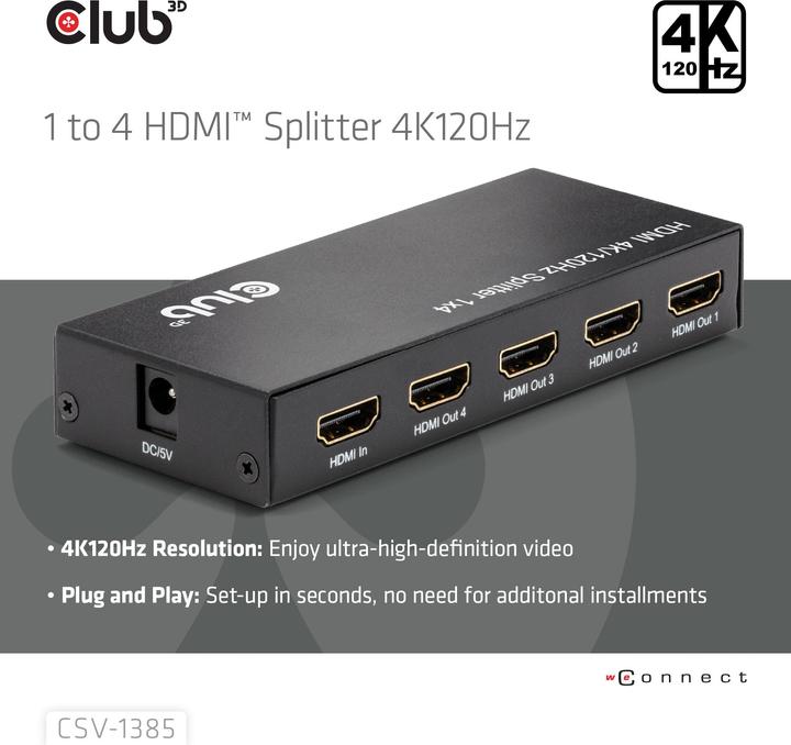 Immagine prodotto Club 3D Club3D HDMI splitter 1 ingresso -> 4 uscite 4K120Hz UHD al dettaglio