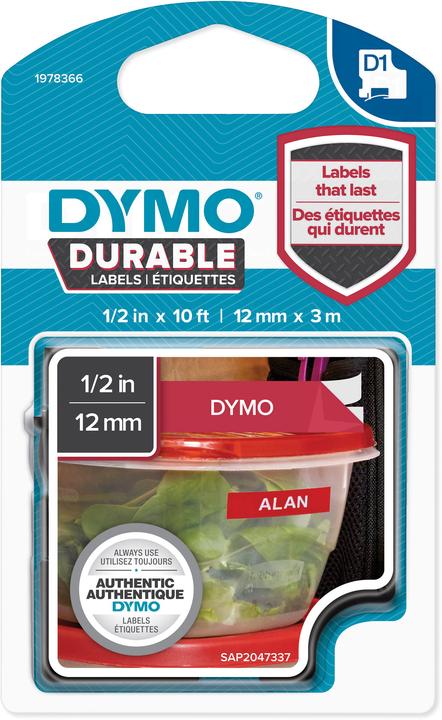 Produktbild Dymo D1 Hochleistungsbänder (1.20 cm, Rot)