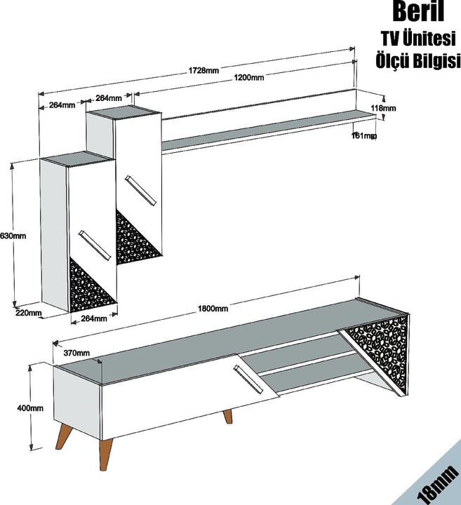Image du produit Kalune Design Nili (180 x 37 x 40 cm)