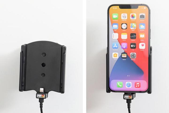 Produktbild Brodit Halter aktiv Apple iPhone 12 Pro Max mit USB-Kabel