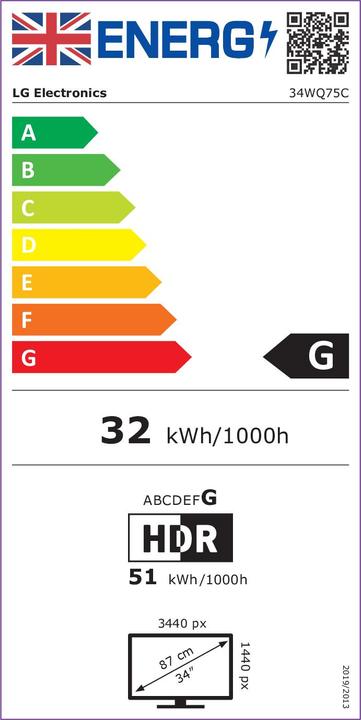 Energie-Label LG UltraWide 34WQ75C-B - LED monitor - curved - 34" (34.14" viewable) - 3440 x 1440 UWQHD @ 60 Hz - (3440 x 1440 Pixel, 34.13")
