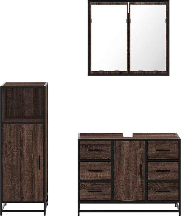Immagine prodotto VidaXL Set di mobili da bagno a 3 pezzi Set di mobili da bagno in legno effetto rovere marrone
