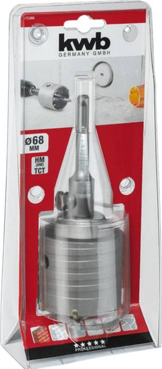 Produktbild kwb Hohlbohrkrone HARTMETALL Schaft und Zentrierbohrer (68 mm)