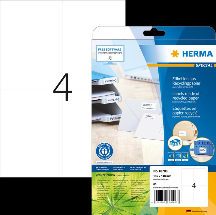 Actual product image HERMA Recycling shipping labels A4