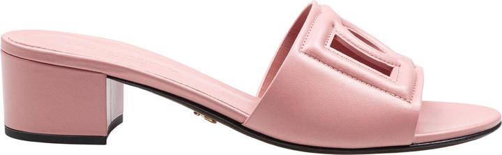 Dolce & Gabbana pink leather mule with dg logo
