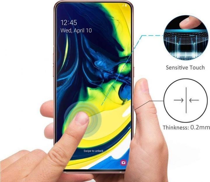 Actual product image Screenguard Samsung Galaxy A80 Full Screen Protective Glass Film 2.5D 9H (1 Piece, Samsung Galaxy A80)