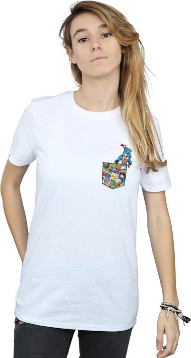 Immagine prodotto Captain America Faux Pocket Maglietta Ampia Donna (XL)