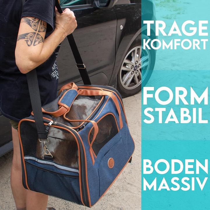 Produktbild Hund ist König Hundetasche (Hund, Reflektoren, Faltbar, Atmungsaktiv, Sicherheitsverschluss, Abschliessbar, Waschbar)