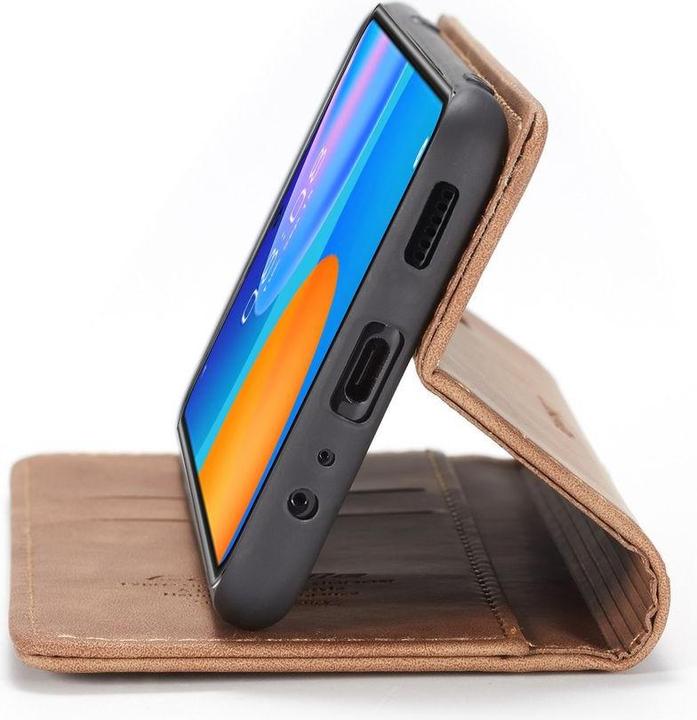 Produktbild König Design Hülle Handy Schutz für Huawei P smart 2021 Case Flip Cover Tasche Etuis Braun (Huawei P Smart (2021))