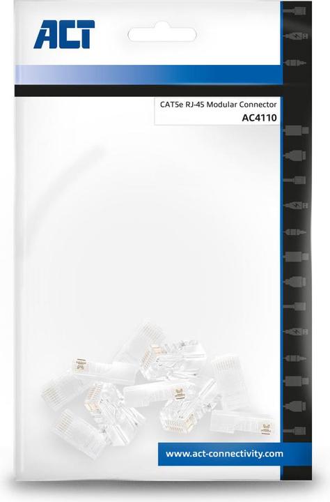 Actual product image Modular CAT5E RJ-45 Connector (10 pieces), Zip Bag (Network cable plug)