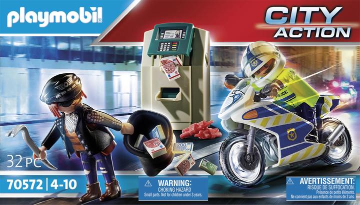 Actual product image Playmobil Police motorbike: pursuit of the money robber (70572, Playmobil City Life)