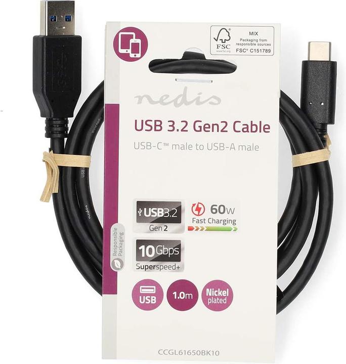 Actual product image Tigermedia USB A — USB C (1 m, USB 3.2 Gen 2)