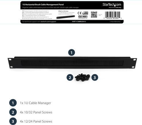 Actual product image StarTech 1u Brush Rack Cable Manager