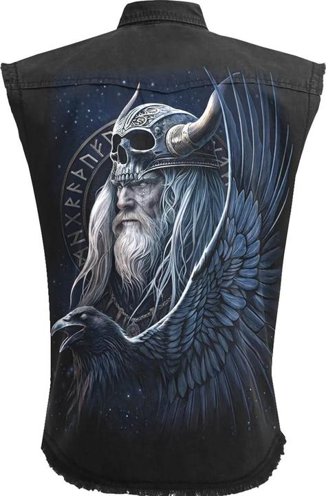 Actual product image Spiral Unisex Adult Odin's Warrior Stone Wash Sleeveless Shirt (L)