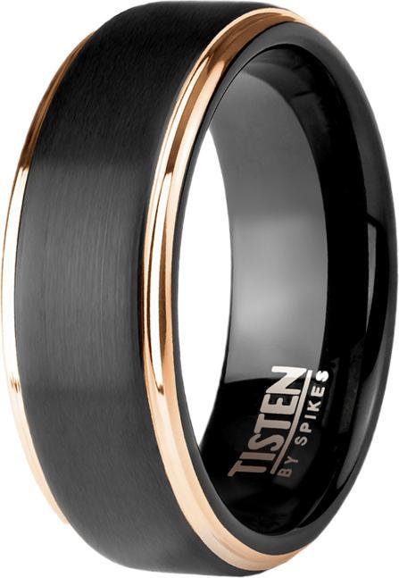 Produktbild Star Piercing Ring schwarz matt gebürstet zwei rosegold streifen (64)