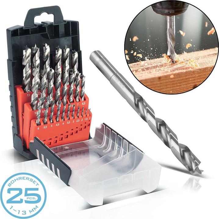Actual product image Stahlwerk HSS wood twist drill 25-piece set 1-13 mm DIN 338 with sharpened edges (1 mm - 13 mm)