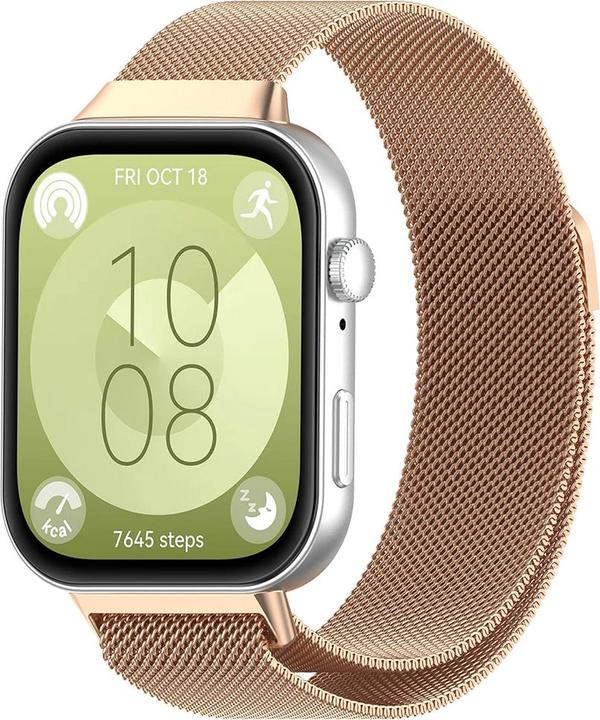 Actual product image Techsuit - Watchband (W009) - Huawei Watch Fit 3 - Rose Gold (Stainless steel)