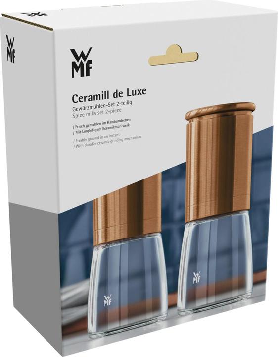 Produktbild WMF Mühlenset Salzmühle Pfeffermühle Set 2tlg Keramikmahlwerk DeLuxe Glasbehälter (Pfeffer, Salz)