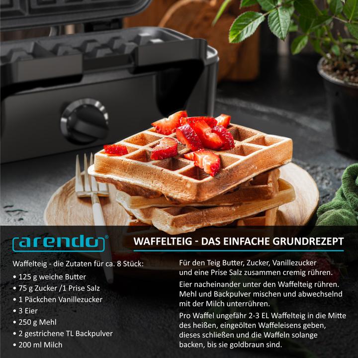 Actual product image Arendo Sandwich maker Waffle iron Contact grill with removable plates - with non-stick coating