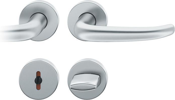 FSB Garniture à rosette 12 1023 Acier inoxydable F69 rond WC-R8 DIN gauche / droite D/D (Poignée de porte)