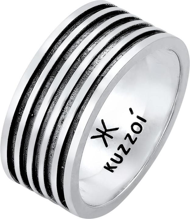 Kuzzoi Ring Herren Bandring Massiv Rillen 925 Silber