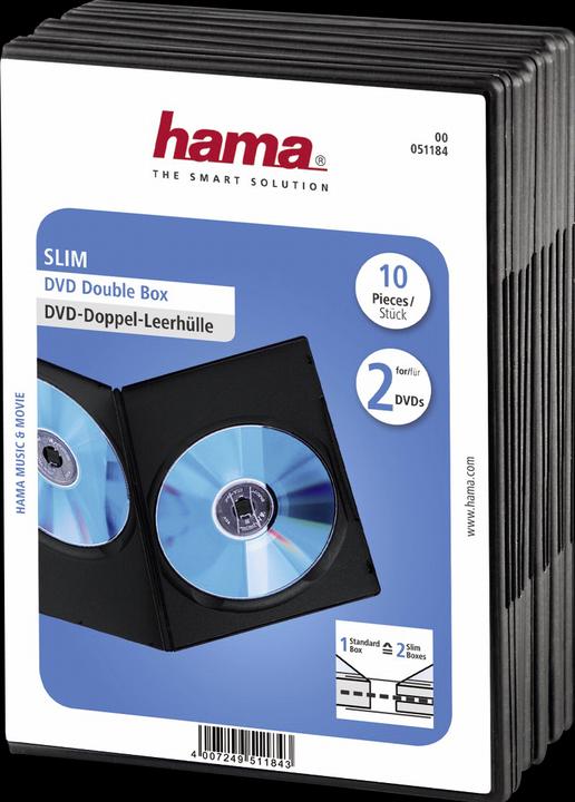Actual product image Hama 1x10 DVD double empty case Slim 75% space saving