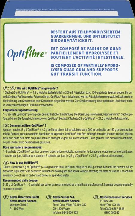 Nährwerte und Zutaten Optifibre Pulver 16 Beutel (16 Stück, Pulver, Granulat, 80 g)