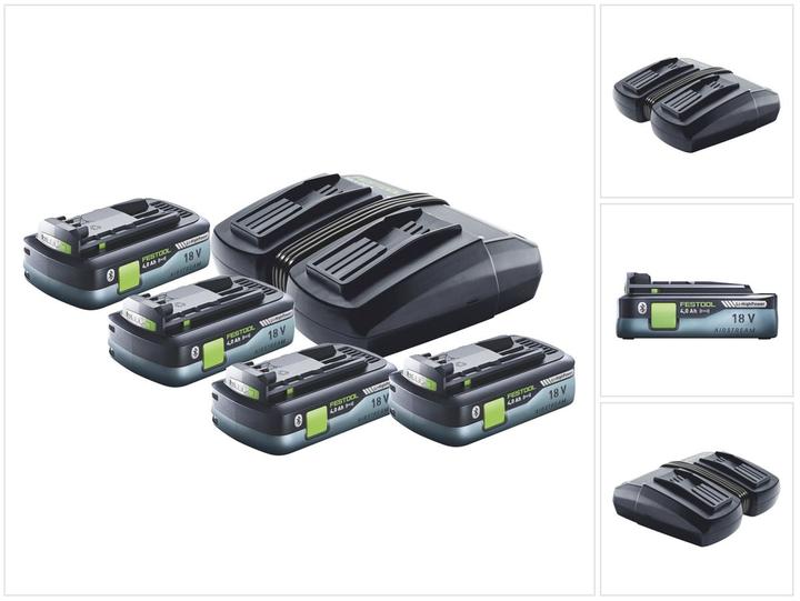 Actual product image Festool Energie Set TCL 6 DUO Charger 10.8 V - 18 V + 4x BP 18 Li 4,0Ah HPC-ASI Batteries ( 4x (18 V)