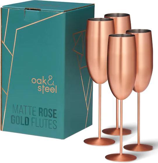 Image du produit Oak & Steel Acier inoxydable Verres à vin Or rose mat Lot de 4 (50 cl, 4 Verres, Set de verres à vin)