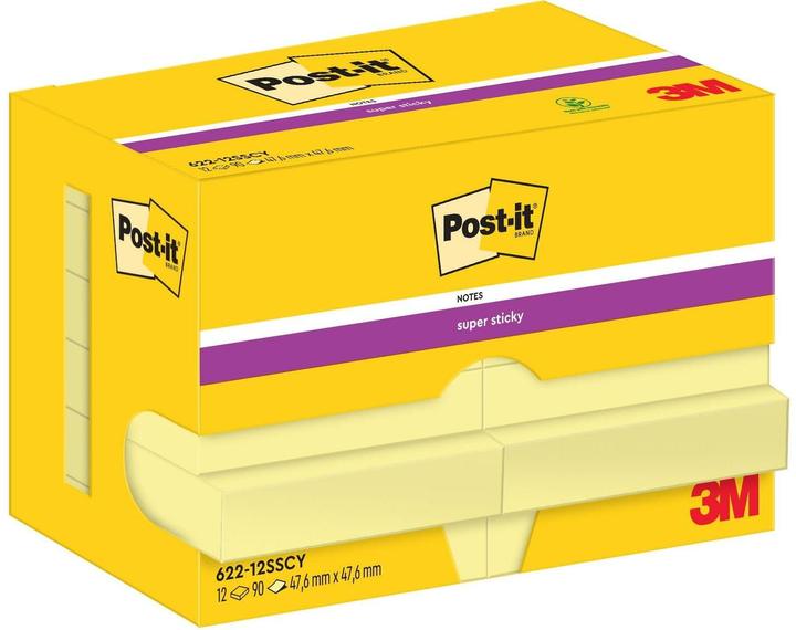 Immagine prodotto Post-it Super Sticky Sticky Notes extra strong 62212SY giallo 12 blocchetti (47,6 x 47,6 mm)