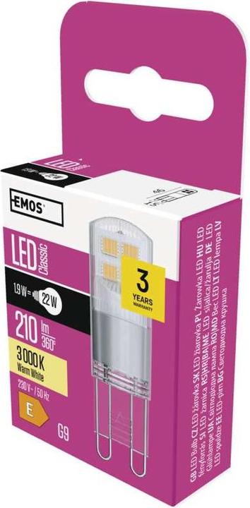 Produktbild Emos LED Lampe Classic JC / G9 / 1,9 W (22 W) / 210 lm / Warmweiss (G9, 1.90 W, 210 lm, 1 x, E)